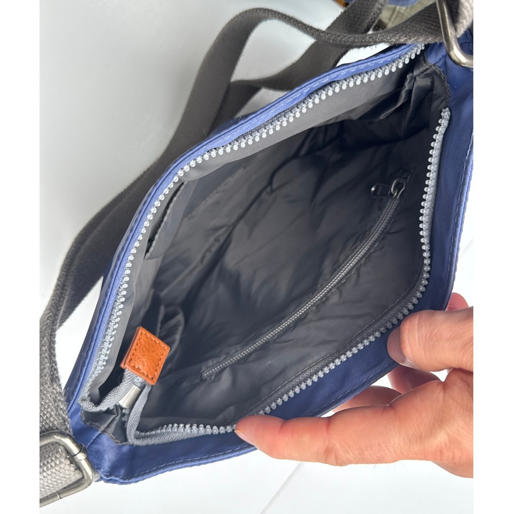 Ori London Blue Nylon Crossbody Messenger Bag Adjustable Strap Slim Travel - Picture 9 of 11